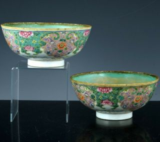 RARE c1730 CHINESE IMPERIAL YONGZHENG MARK & PERIOD FAMILLE ROSE PORCELAIN BOWLS 3
