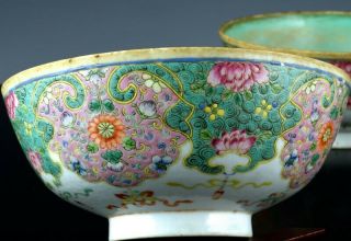 RARE c1730 CHINESE IMPERIAL YONGZHENG MARK & PERIOD FAMILLE ROSE PORCELAIN BOWLS 6