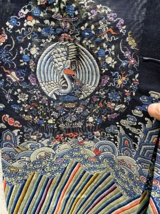 VERY RARE 19THC CHINESE SILK 12 CRANES IMPERIAL SUMMER COURT ROBE QING DYNASTY 6