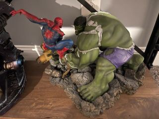 Sideshow Exclusive The Incredible Hulk Vs Spiderman Light - Up Diorama Rare