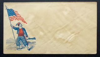 Antique Us Civil War Envelope Union Patriotic Cover / Zouave Soldier & Us Flag