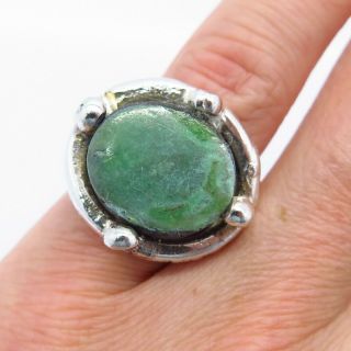 Hennegen Bates & Co.  Antique Sterling Silver Turquoise Gem " Peace " Ring Size 4