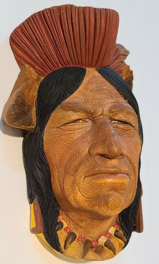 Bossons RARE Vintage Indian Chief Tecumseh Shawnee Head 3