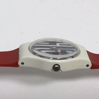 1980s Vintage 963 Graphic Swatch Watch Red Black White 25mm Face Swiss Made 3