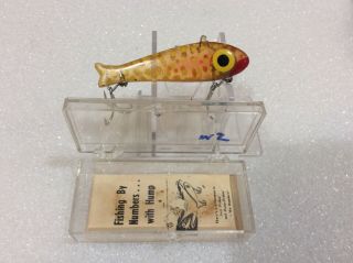 vintage Texas fishing lure hump m - 5 cool faded red bingo era and paper 2