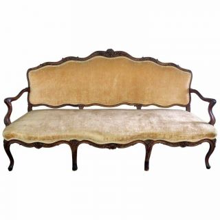 Rare Early Period French 1760s Era Louis Xv Carved Walnut Settee Sofa