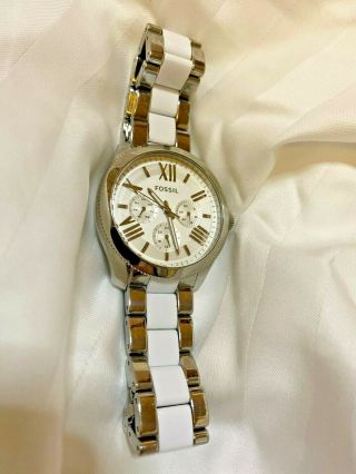 Fossil White And Stainless Steel Women 