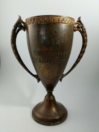Antique Vintage 1954 L.  S.  C.  C.  Tennis Mixed Doubles Loving Cup 7 " Trophy