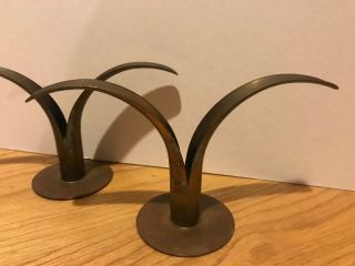 Set Of Two Mid century Scan Corp Made In Sweden Brass Candle Holders 2