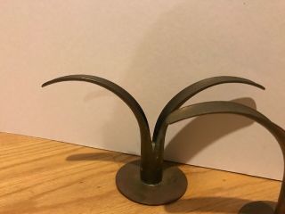 Set Of Two Mid century Scan Corp Made In Sweden Brass Candle Holders 3