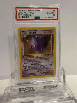 1999 1st Edition Fossil Gengar 5/62 Psa 10 Gem Pokémon Card Graded
