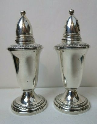 Vintage Glass Lined Crown Sterling Silver 4 1/2 " Tall Salt & Pepper Shakers