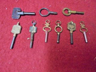 Group Of 9 Antique And Vintage Pocket Watch Keys