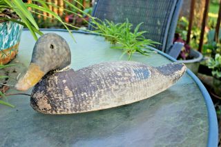 Vintage Antique Primitive Handcarved Wooden Duck Decoy Lead Weighted Orig.  Paint