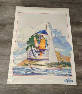 1980s Rare Jimmy Buffett Corona Extra Promo Poster Beer Advertisement