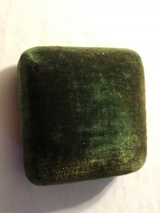 Antique Early 1900 ' s Green Velvet Jewelry Pin - Brooch Box - Case 2