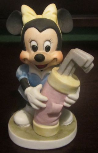 Rare Disney Minnie Mouse Golf Golfer Caddy Ceramic Porcelain Figure Figurine