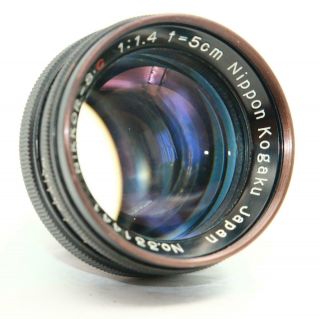 Rare Nikkor - S.  C 5cm F1.  4 50mm F1.  4 All Black Lens For S S2 S3 Cameras