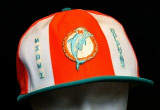 Vtg 1970s Miami Dolphins Snapback Trucker Mesh Baseball Cap Hat Rare