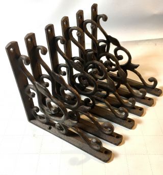 Set Of 6 Cast Iron Antique Style Shelf Brackets Support 5 " X5 "
