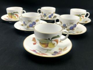 Set of 6 Antique 1961 Royal Worcester Porcelain EVESHAM GOLD Tea Cups & Saucers 2