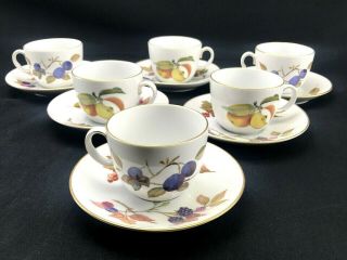 Set of 6 Antique 1961 Royal Worcester Porcelain EVESHAM GOLD Tea Cups & Saucers 3