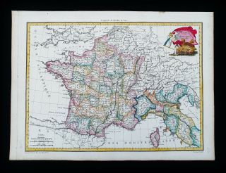 1812 Lapie - Rare Map France & North Italy,  Liguria,  Turin,  Milan,  Corsica