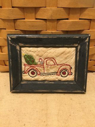 Primitive Tiny Sampler Red Truck Early Quilt Piece