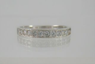 925 Sterling Silver Antique Set Cz Anniversary Wedding Band Ring Stackable Sz 8