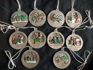 Set Of 10 John Deere Christmas Ornament Pewter Rare 1996,  1997 - 2005