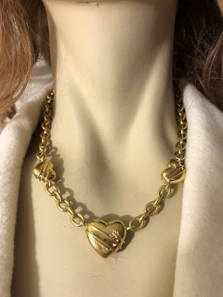 Tiffany & Co.  " Cupid " Arrow 3 Hearts 18k Yellow Gold Chain Necklace 63.  5g Rare