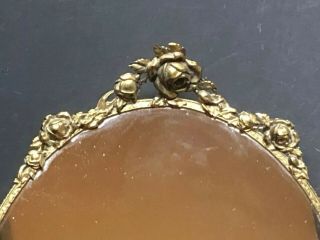 Vintage Gold Gilt Roses Metal Hollywood Regency Mirror Antique Vanity Dresser