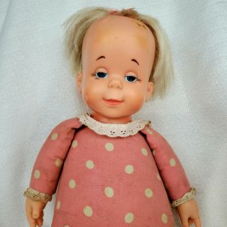 Vintage 1964 Mattel Drowsy Doll Polka Dot Pink Pull String Attached