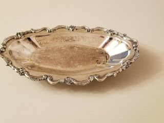 Antique Silver Plated Copper Footed Serving Dish Oval