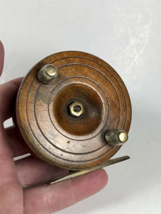 Vintage Antique WOOD and BRASS Fishing Reel Made In England 2