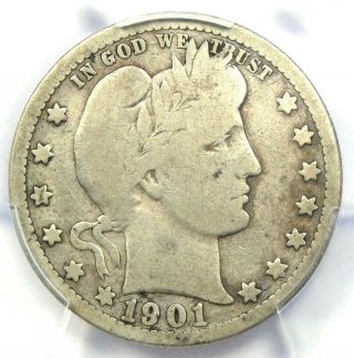 1901 - S Barber Quarter 25c - Certified Pcgs Vg Details - Rare Key Date Coin