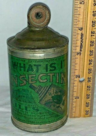 Antique Insectine Poison Roach Bed Bug Insect Killer Tin Litho Can Philadelphia
