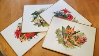 Pimpernel Exotic Flowers Vintage Placemats Cork Backed Set Of 4 Rare Design