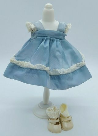 Vintage 1950s Vogue Ginny Blue Candy Dandy Doll Dress & Shoes Medford Tag 54