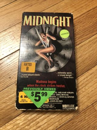 Midnight (1982) John Russo Rare Satanic Slasher Horror Vidmark Vhs Video