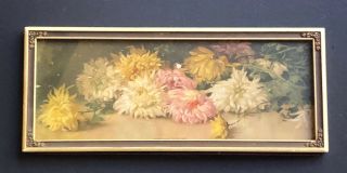 Luv Vintage Atkinson Antique Frame Flowers Print Wood Frame 1895 Chrysanthemums