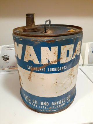 Rare Old Vintage Wanda 5 Gallon Motor Oil Gas Has Some Rust Spots
