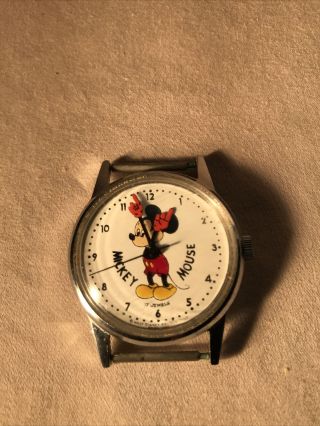 Vintage Mickey Mouse Walt Disney Production Hand Wound 17 Jewels Swiss Watch