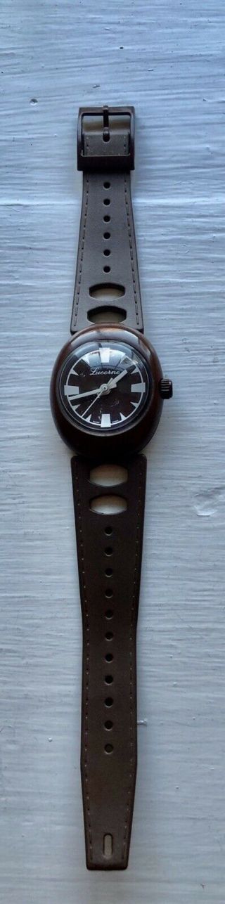Vintage Lucerne Bubble Watch - Swiss Made - Mechanical - Brown