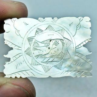 1700’s Chinese Mother Of Pearl Hand Carved Gaming Chip Coin Trade Token Asian U