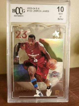 2003 Lebron James E - X Rookie Bccg 10 Rare Lebron James Rookie Card In.