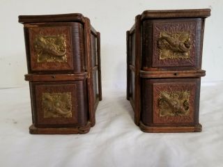 Antique Sewing Machine Cabinet Drawers Set 4 W/ Frames,  Fancy Solid Brass Pulls