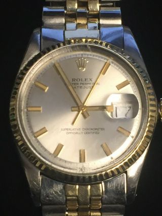 Rare Vintage Mens Two - Tone 1972 14kt Gold/ss Oyster Perpetual Datejust Rolex