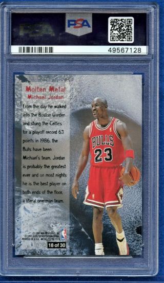 1996 Fleer Metal Michael Jordan Molten Metal Insert 18 PSA 9 RARE 2
