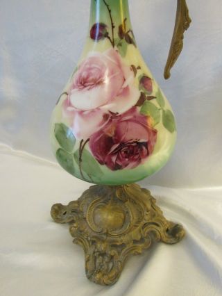 Antique Ewer Vase Urn Pitcher Hand Painted Porcelain Victorian Ornate Mantle Art 3